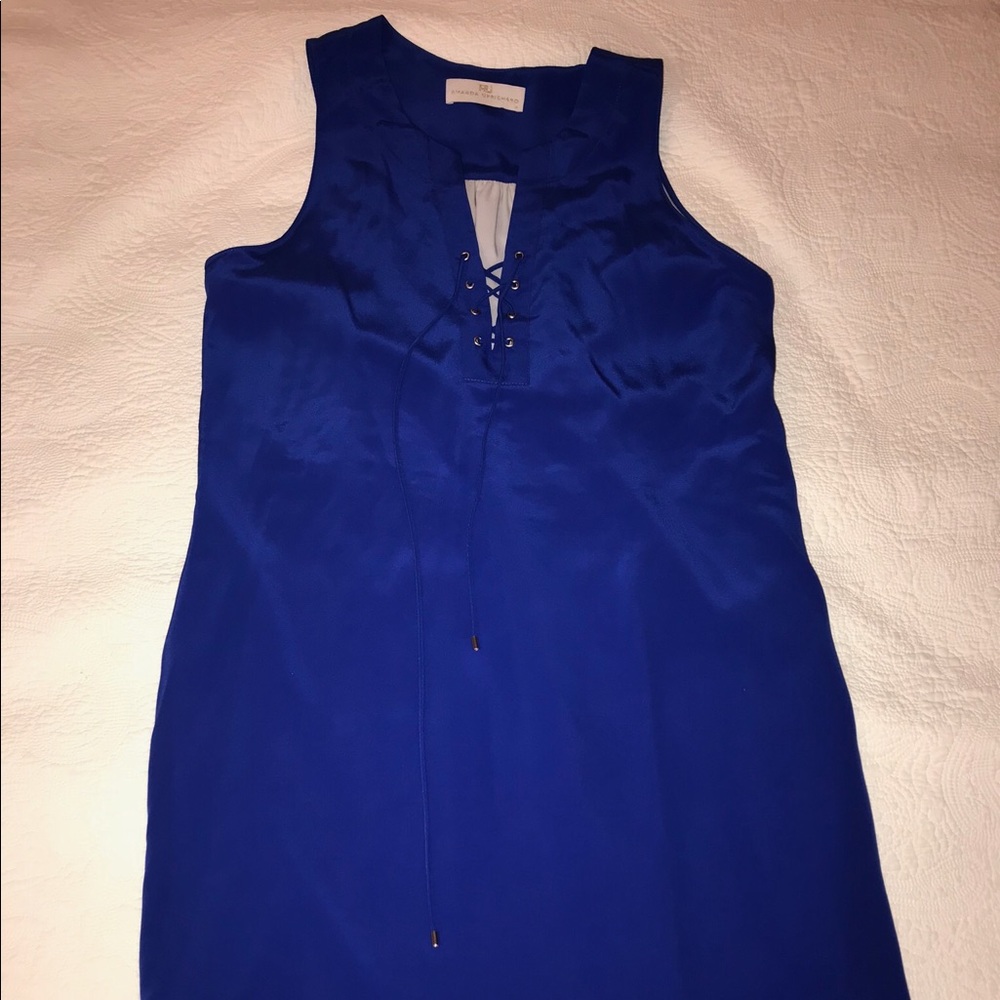 Bright blue silk mini dress